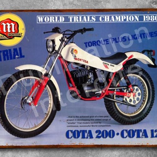 Plaque métal vintage montessa 123 cota