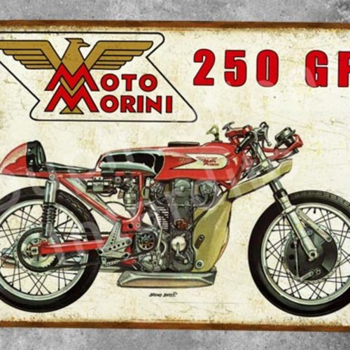 Plaque métal vintage moto morini 250 gp