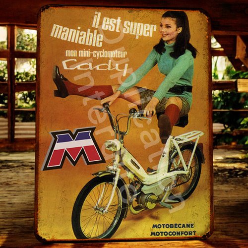 Plaque métal vintage motobécane caddy