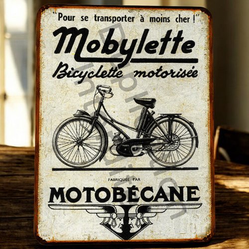Plaque métal vintage motobécane mobylette
