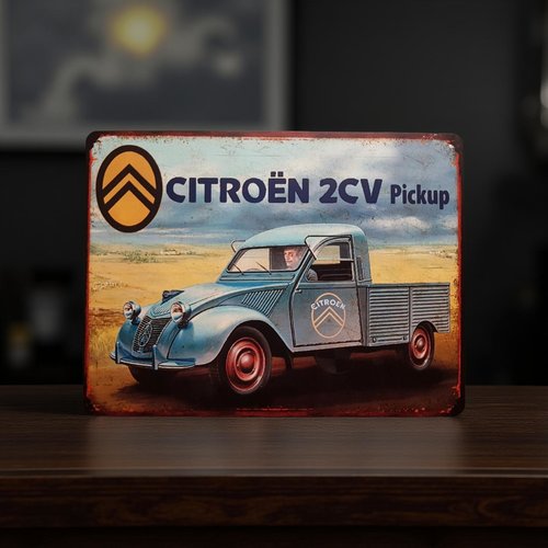 Plaque métal vintage citroën 2cv pickup