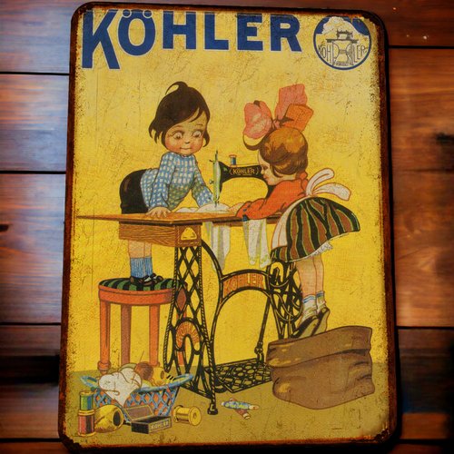 Plaque métal vintage kohler machine à coudre