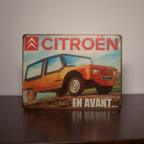 Plaque métal vintage citroen mehari