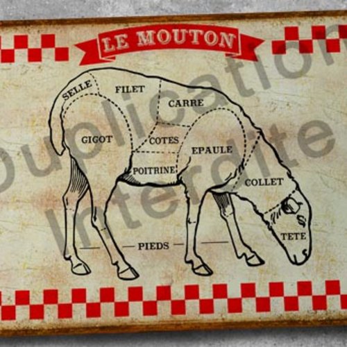 Plaque métal vintage mouton