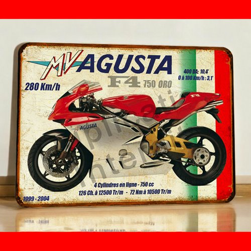 Plaque métal vintage mv agusta 750 f4 oro