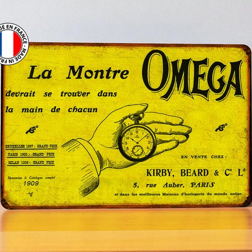 Plaque métal vintage montres omega