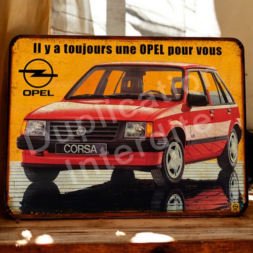 Plaque métal vintage opel corsa 1