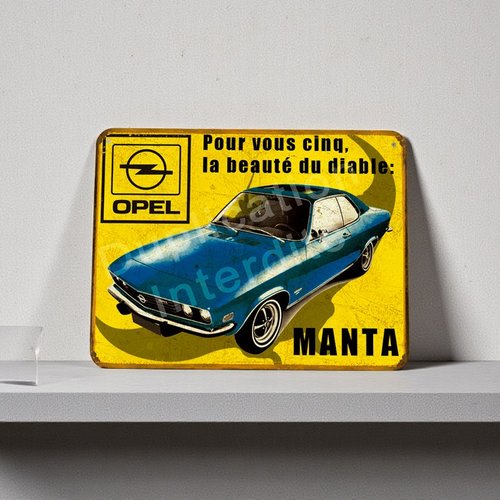 Plaque métal vintage opel manta