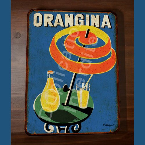 Plaque métal vintage orangina