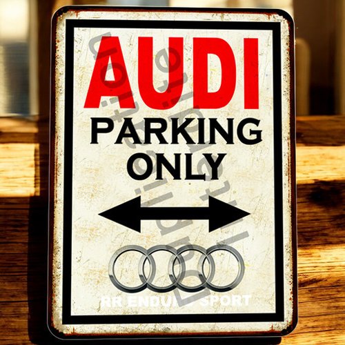 Plaque métal vintage audi parking only