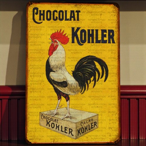 Plaque métal vintage chocolat kohler