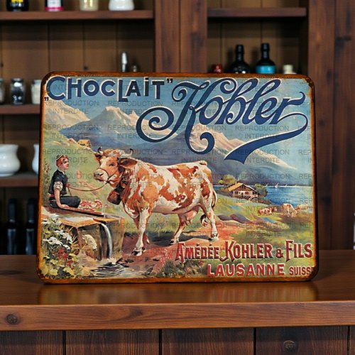 Plaque métal vintage chocolat kohler