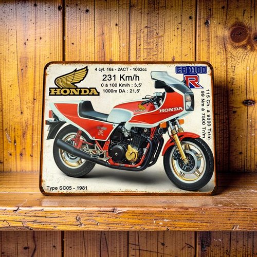 Plaque métal vintage honda cb 1100 r