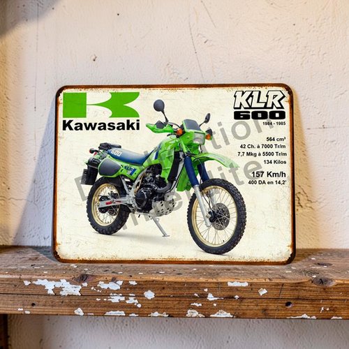 Plaque métal vintage kawasaki 600 klr