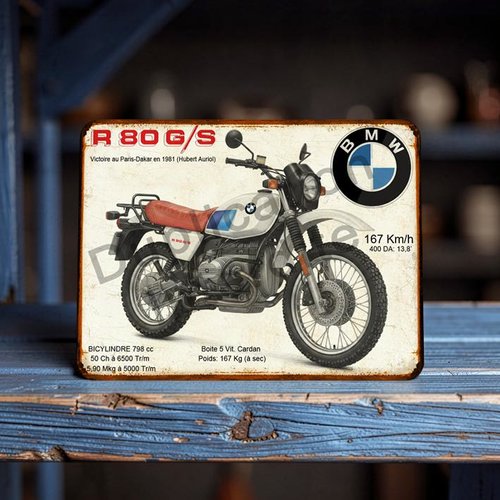 Plaque métal vintage bmw r 80 gs