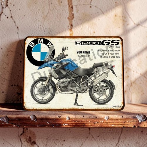 Plaque métal vintage bmw r 1200 gs