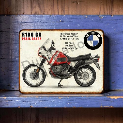 Plaque métal vintage bmw r 100 gs