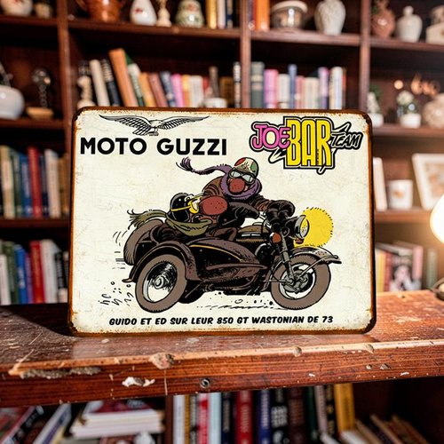 Plaque métal vintage jbt moto guzzi side car