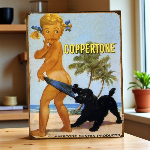 Plaque métal vintage coppertone