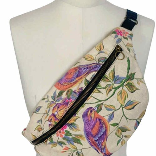 Sac banane oiseaux vintage