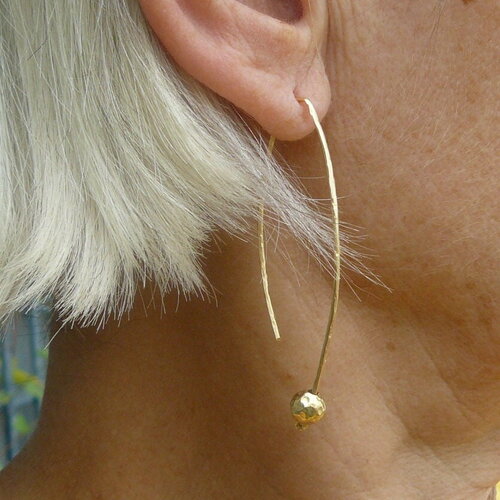 Boucles d'oreilles argent 925 plaqué or, traversantes,