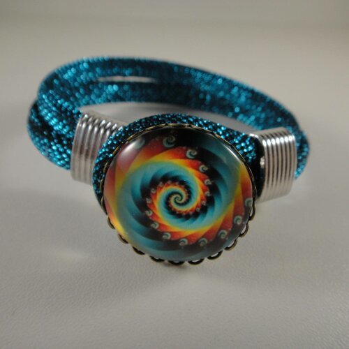 Bracelet femme artisanal en cordon polyester et lurex brillant de 6mm pour bouton presion chunk de 18 à 25mm 
