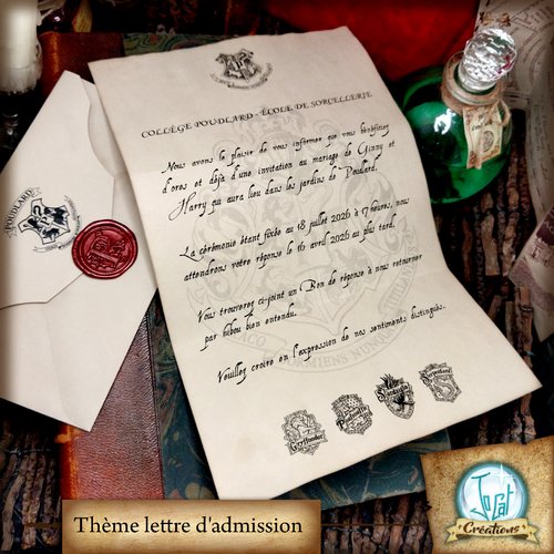 Invitation faire part de mariage, naissance ou anniversaire, personnalisé façon lettre d'admission