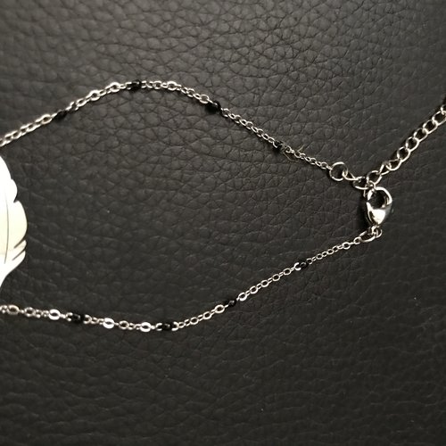 Bracelet plume acier inoxydable