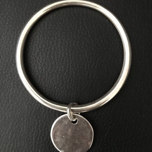 Jonc plaqué argent médaille taille xl70 mm