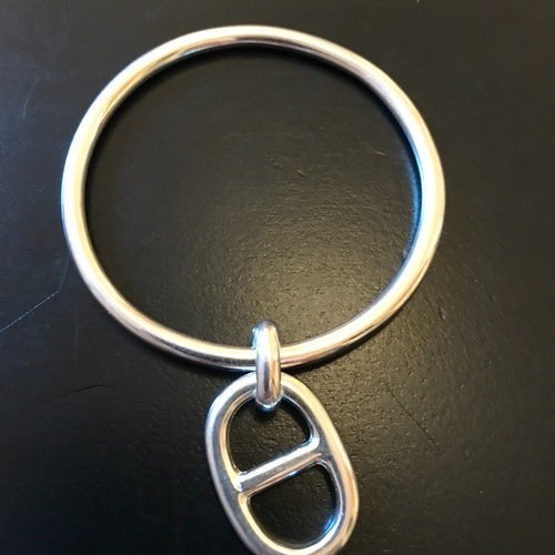 Jonc plaque argent marine t l 65 mm