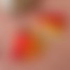 Boucles d'oreilles plumes jaunes oranges rouges supports argentés 15 cm