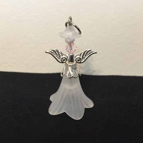Pendentif ange blanc et argenté, pendentif breloque, angel pendant, pendentif bijou, bijou de sac, porte-clés,4 cm