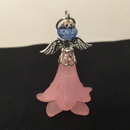 Pendentif ange rose pastel, pendentif breloque, angel pendant, pendentif bijou, bijou de sac, porte-clés,4 cm
