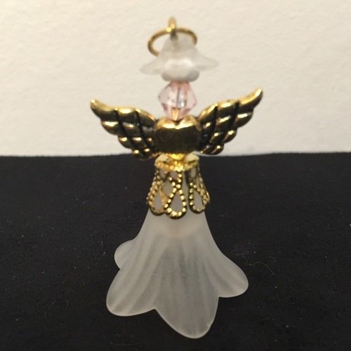 Pendentif ange blanc et doré, pendentif breloque, angel pendant, pendentif bijou, bijou de sac, porte-clés,4 cm