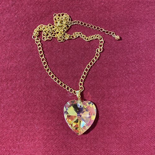 Collier pendentif coeur, coeur swarovski, saint-valentin, perle, chaine,