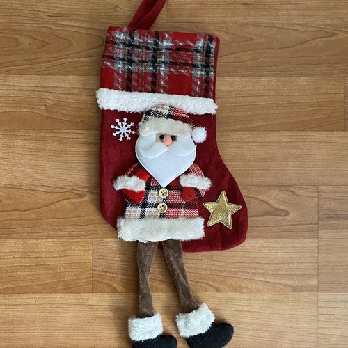 Botte de noël, chaussette père noêl à suspendre, 36x17 cm
