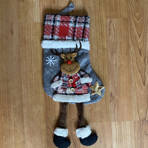 Botte de noël, chaussette renne à suspendre, 36x17 cm
