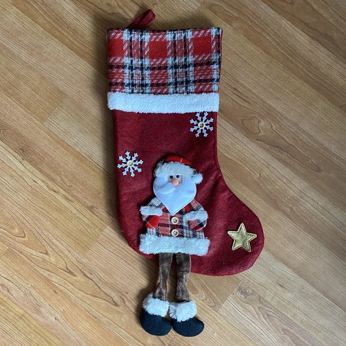 Botte de noël, chaussette père noêl à suspendre, 50x23 cm