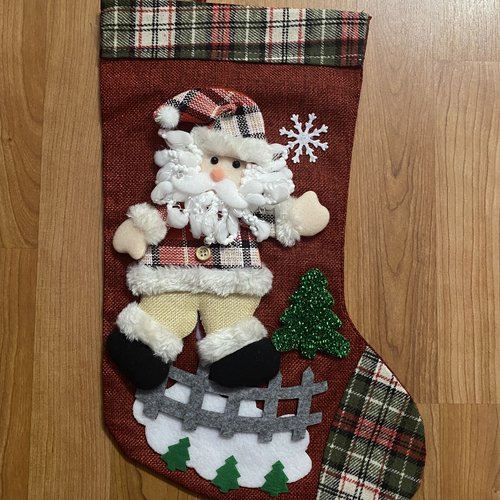 Botte de noël, botte père noêl, chaussette père noêl, à suspendre, 40x22 cm