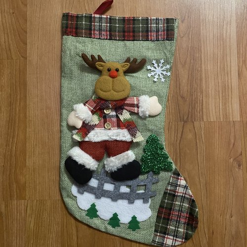 Botte de noël, botte renne, chaussette renne, à suspendre, 40x22 cm