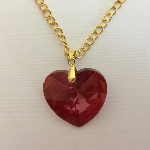 Collier pendentif coeur, coeur swarovski, saint-valentin, perle, chaine,