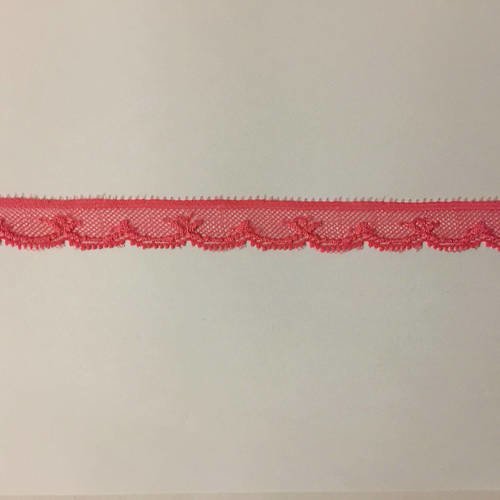 Dentelle de calais rose petits motifs fins satinés sur résille de haute qualité 2 cm