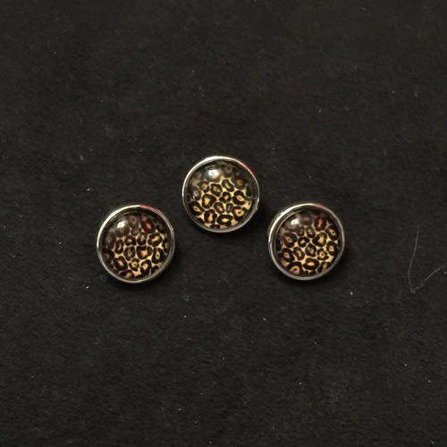 Mini bouton pression bijou interchangeable chunk 12mm motifs fauve métal argenté tête 4,5 mm