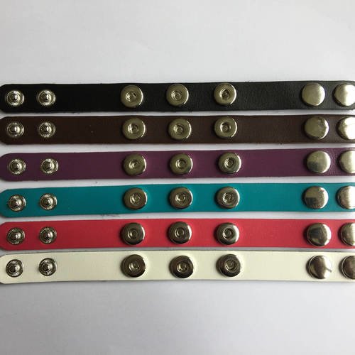 Supports bracelets enfants cuir différentes couleurs mini boutons pression 4,5 mm