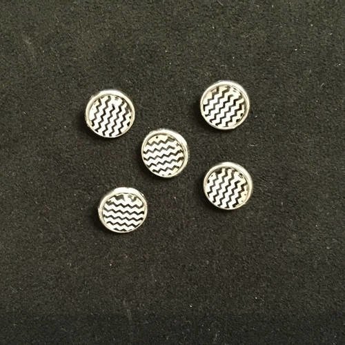 Mini bouton pression bijou interchangeable chunk noir et blanc métal argenté tête 4,5 mm