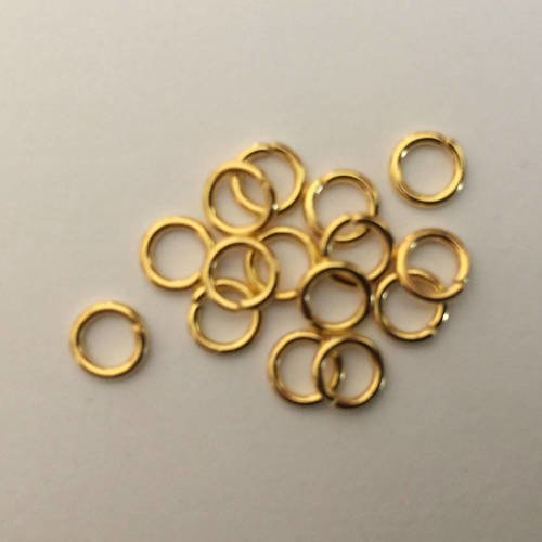 100 anneaux de jonction, anneaux ouverts, doré 5 mm, joce150652creaconcep, vendu par 100 pièces