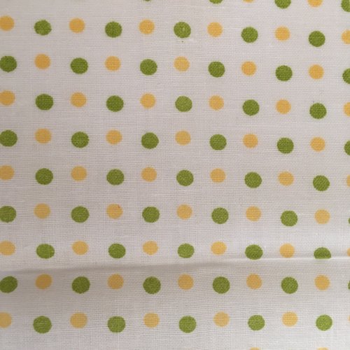 Coupons tissus coton, coupons patchwork, motifs pois verts, coupons, 10x100cm
