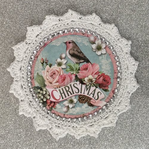 Image brodée et strass thème merry christmas
