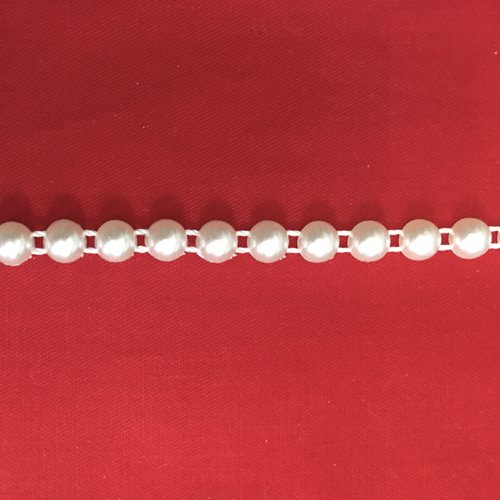 Ruban de perles nacrées ivoire, demies rondes, à coller, 6 mm, un yard