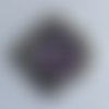 Embellissement bouton oval argenté à coller strass violet 32x25 mm